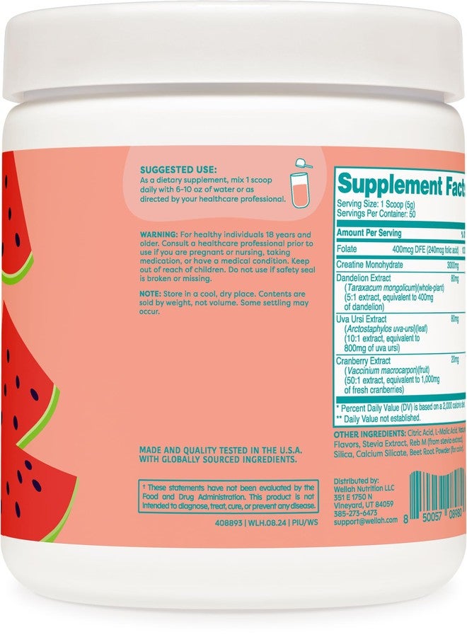 Wellah Creatine for Women - Creatine Monohydrate with Dandelion & Cranberry Extract (50 Servings, Watermelon Slush) - Image 3